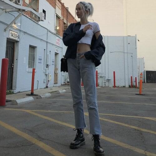 B-TOTO European And American Bm Retro Straight Loose High Waist Jeans Womens Trendy Ins Cropped Pants 2021 New Fashion