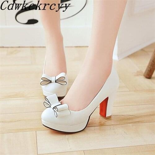Spring Autumn New pattern Europe America fashion Round head High-heeled Women Shoes Sweet Bow Shallow mouth Party Women Shoes