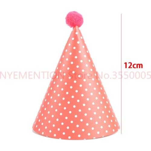 10Pcs/Set Cute Crown Headgear Birthday Hats Dot with Hairball Cap Children Kid Festive Celebration