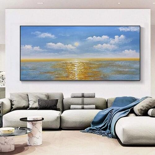 100% Hand Painted The Sea Sunset Abstract Oil Painting Wall Art Home Decor Picture Modern Oil Painting On Canvas bedroom decora