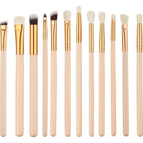 12Pcs Professional Eyes Makeup Brushes Set Wood Handle Eyeshadow Eyeliner Blending Brush Powder Face Cosmetic Make Up maquillaje