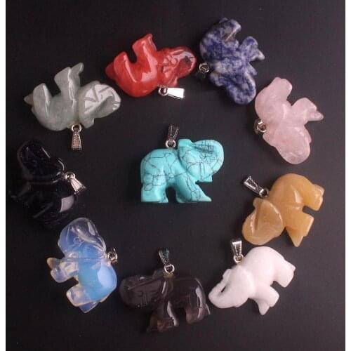 12PCS Hand Facet Elephant Pendants Energy Chakra Pendant Necklace Pendulum For Women Gift Jewelry Making Bulk Wholesale