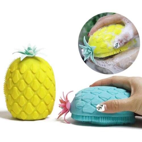 2pcs Bath Brush Pineapple Shape Bathroom Massage Sponge Soft Silicone Bath Body Brush For Peeling Body Bath Brush Exfoliating