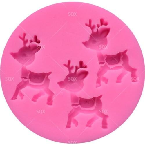 3 Christmas Reindeer Shaped Silicone Fondant Mould Cake Decorating Baking Tools Kitchen Accessories SQ15300