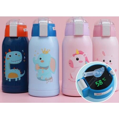 500Ml New Smart ChildrenS Cup Temperature Display Intelligent Temperature Cartoon Stainless Steel Straw Vacuum Flask
