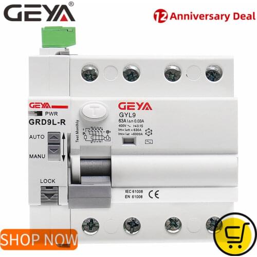 GEYA GRD9L Smart RCCB Auto Recloser RS385 Remote Control Residual Current Circuit Breaker 4P 40A 63A RCD RCCB ELCB