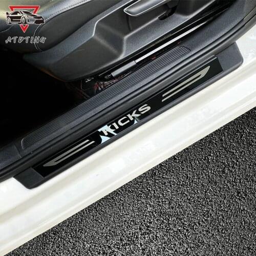 Car Accessories For Nissan Kicks 2016 2017 2018 2019 2020 2021 Car Door Sill Cover Trim Stainless Steel Scuff Pedal Protector