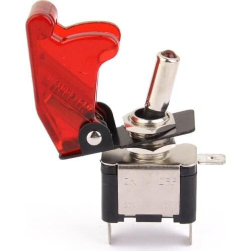 Missile Style 12V Car Auto Cover LED SPST Toggle Rocker Switch On/Off Switch