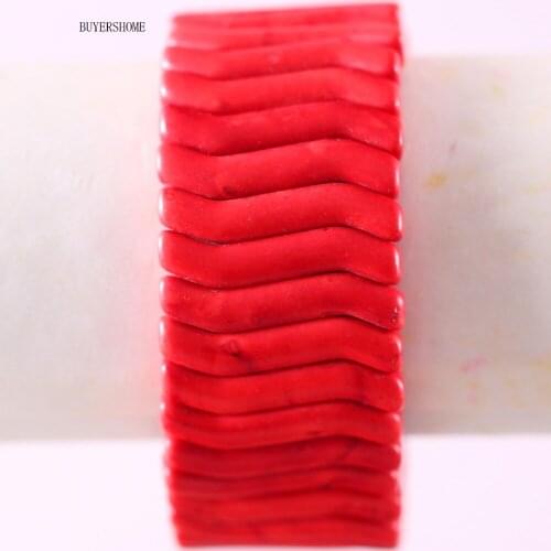 Free Shipping Handmade Jewelry Stretch Beaded Bracelet For Women Natural Red Howlite Stone 8" H625