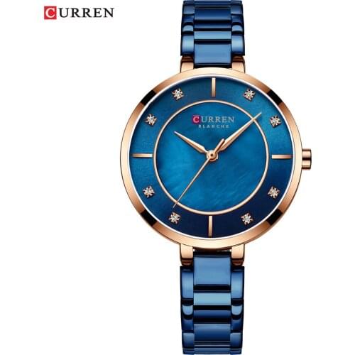 CURREN Rhinestone Watch Women Quartz Analog Metal Band Luxury Wrist Watches for Women Waterproof Ladies Fashion Dress Watch
