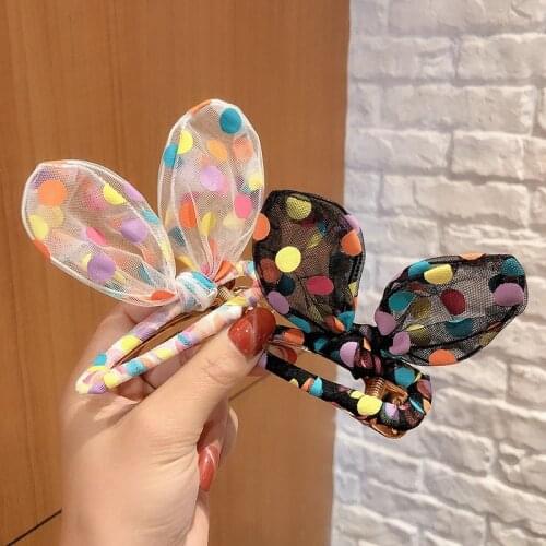 Children Korean Modal Polka Dot Bowknot Hairpin Girl Duckbill Hair Clips Baby Hair Accessories