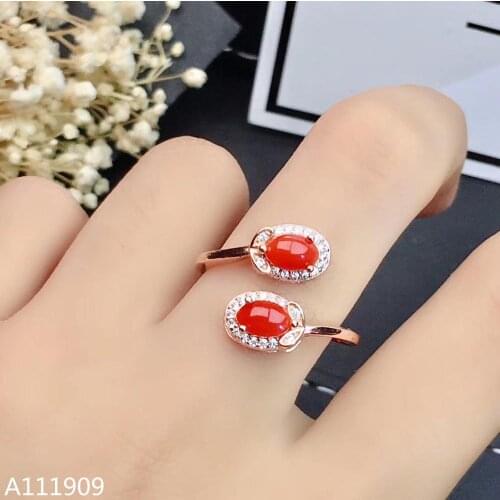 KJJEAXCMY boutique jewelry 925 sterling silver inlaid Natural red coral Ring Womens Fine Ring Support detection beautiful oval