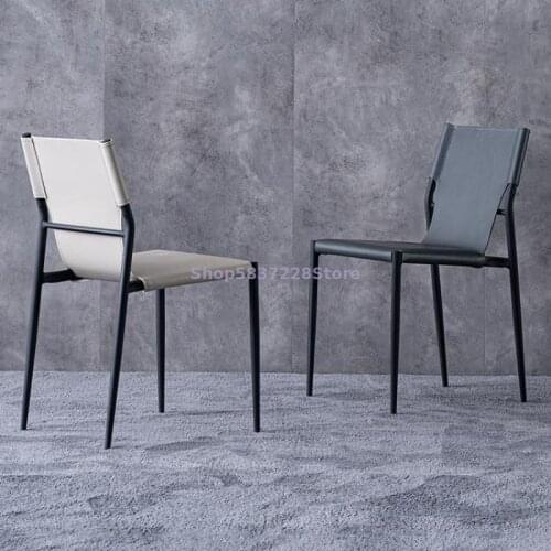 Chair Simple Iron Net Red Desk Chair Household Leather Chair Back Makeup Saddle Chair Northern Europe Luxury Dining Chair