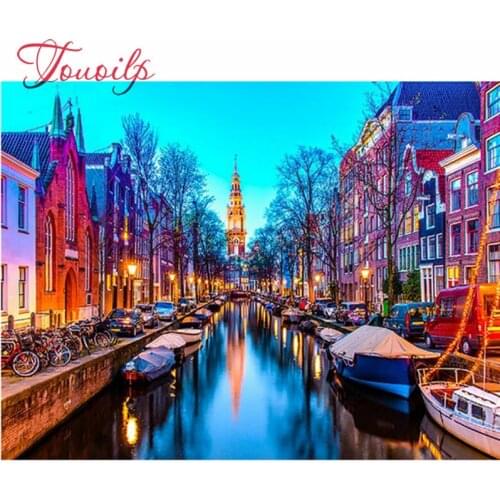 Plein carré forage diamant peinture Amsterdam rue pont bricolage 5D diamant mosaïque diamant broderie point de croix kits