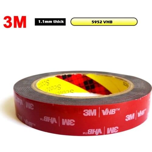 3M VHB 5952 Black Heavy Duty Mounting Tape Double Sided Adhesive Acrylic Foam Tape 20mmx3Mx1.1mm Decorative Stiffener Panel