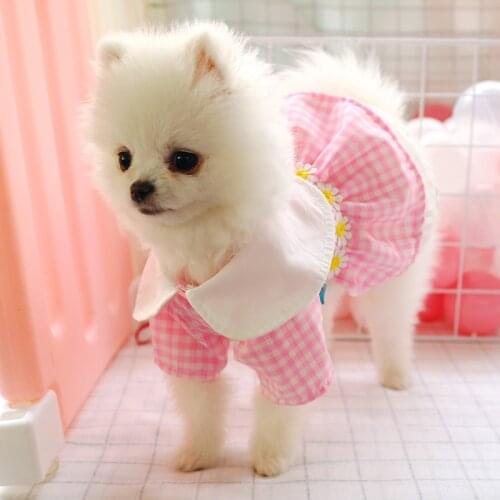 Summer Pet Dog Clothing Puppy Dog Princess Dress Comfortable Pet Skirts Plaid Dog Costumes Puppy Teddy Outfits Small Dog