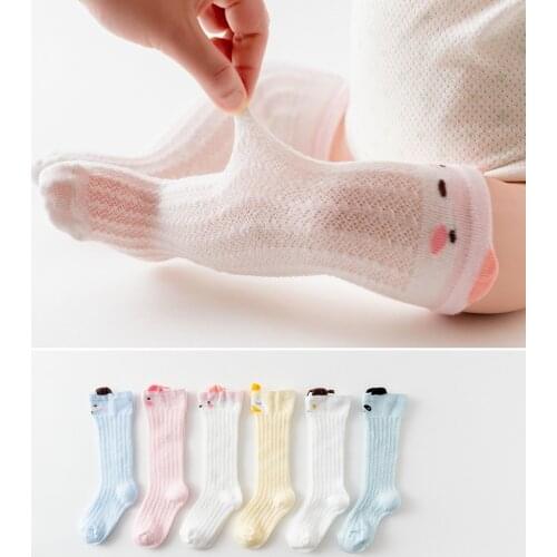 Cute Infant Baby Socks Cotton Girls Knee Socks Spring Summer Mesh Breathable Kids Infant Toddler Knee High Socks 0-2Y
