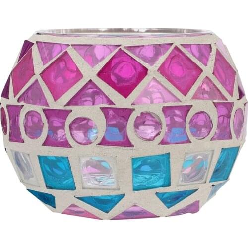 Mosaic Candle Holder Colorful Glass Table Candlestick Household Decoration