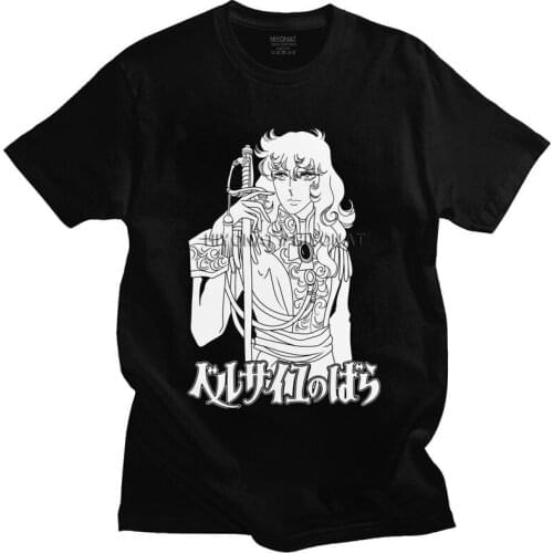 Mens Rose Of Versailles T Shirts Short Sleeves Cotton Tshirt Unique T-shirt Casual Kawaii Manga Lady Oscar Tees Slim Fit Clothes