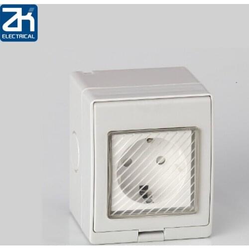 Shierak Outdoor Ip55 Grade 16a 250v Wall Waterproof Dust-proof Eu Standard Power Socket German Electrical Outlet With Cover