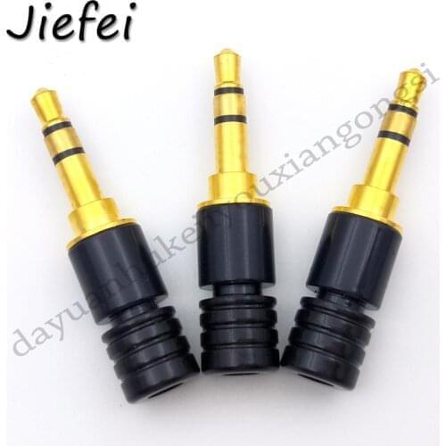 New 10pcs brass Short mini 3.5mm 1/8" 3 Pole Male Plug Audio Jack Gold Plated for 3.5mm cable DIY Stereo Headset Earphone