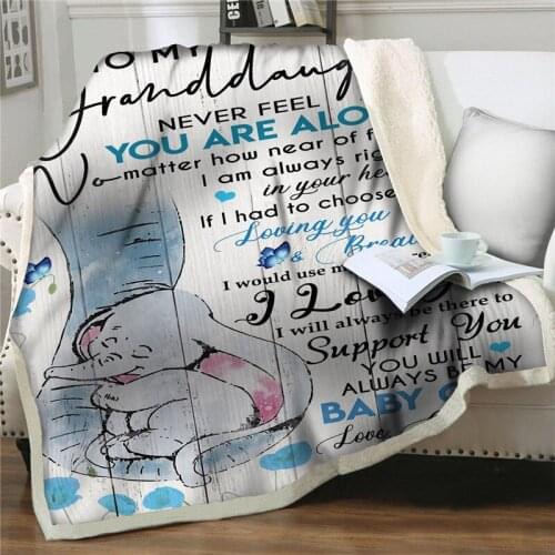 Lovely elephant Letter blankets to my daughter dumbo Warm plush throw thick Blanket on Bed Sofa Couch quilt cover Birthday Gift
