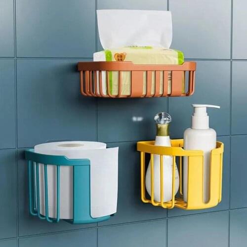 Personalized Non-perforated Toilet Paper Rack Wall-mounted Multifunctional Storage Rack Bathroom Living Room Kitchen Tissue Box