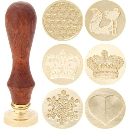 Antique Wood Handle Metal Sealing Wax Stamp for Wedding Invitation Sealing Decorative Stamp Craft Wax Seal Stamps