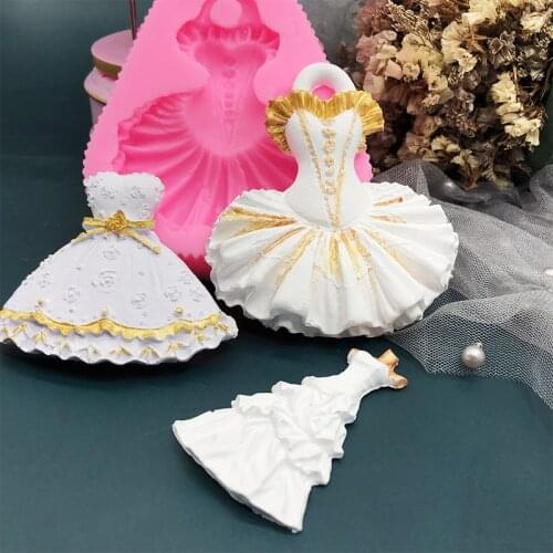 Skirt Silicone Cake Mold Lady Girl Fondant Cake Mold Chocolate Decorating Tools Cake Baking Gypsum clay Moulds