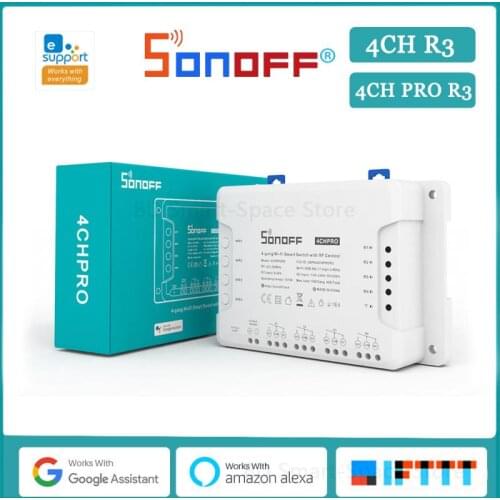 SONOFF 4CH R3/ 4CH PRO R3 4 Gang Wifi Switch Smart Home DIY Module eWeLink App Remote Control Works With Alexa Google Assistant