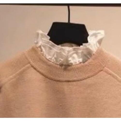Womens fashion sweater patchwork letter pocket wool ruffled sweater French luxury brand embroidery knit top women