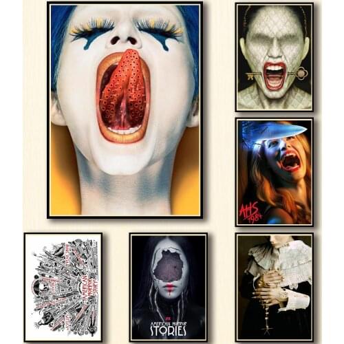 42 Designs TV Show American Horror Story Whitepaper Poster Artwork Painting Fancy Wall Sticker for Coffee House Bar