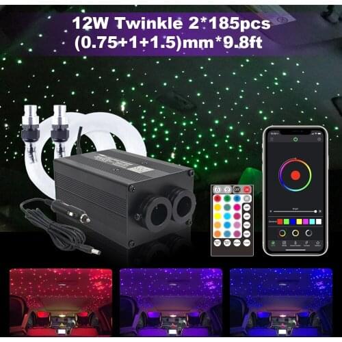 Twinkle Fiber Optic Lights Smartphone Bluetooth APP Control 12W Music Control 370pcs Cable Car Roof Starry Sky Ceiling Light