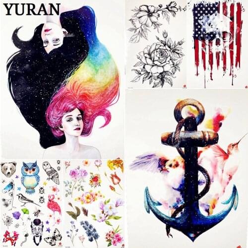 Star Galaxy Universe Temporary Tattoo Girl Women Makeup Water Color Pirate Anchor lost spear Waterproof Tattoo 3D Stickers Kids