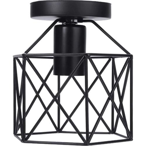 High Quality Iron Pendant Light Shade Ceiling Industrial Geometric Wire Cage Lampshade Lamp For Living Room Balcony Restaurant