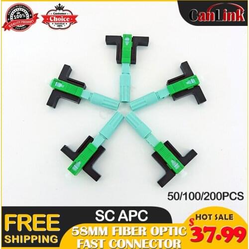 50/100/200pcs Lot High Quality 58mm Fast Connector SC APC SM FTTH Single Mode Cold 58 quick Fiber Optic Connector