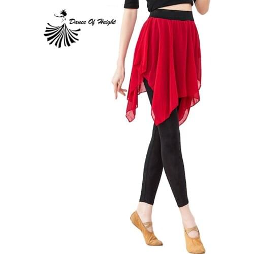 Adult Model Modern Dance Pants With Gauze Shorts Women Yoga Dress Gymnastics Practice Wear Seven/Nine Cropped Trousers Plus Size