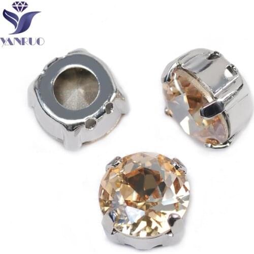 YANRUO 1357 All Sizes Golden Shadow Brilliant Cut Glitter Strass Glass Crystal Point Back Gold Rhinestones For Clothes
