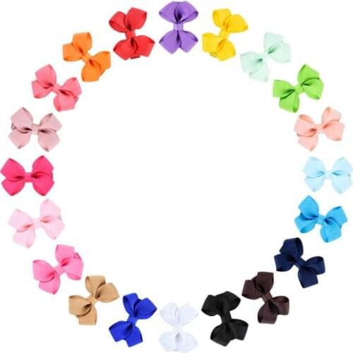 Handmade Girl Ribbon bow-knot Clips For kids Boutique Solid Ribbon Bows Hairpin Hair Accessories