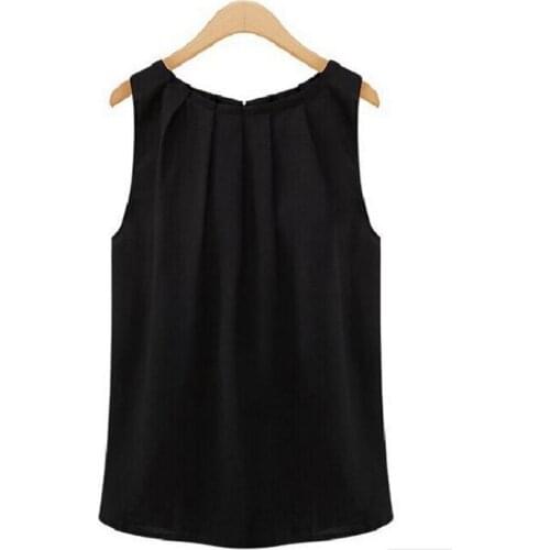 Womens blouses chiffon shirt summer new fashion sleeveless blouse/shirt sell 2 colors white and black top shirt - B1006 office