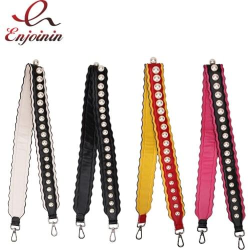 New Design Luxurious Pearl Style Stitching Colors Pu Leather Womens Shoulder Bags Tote Strap Bag Parts & Accessories 4 Colors