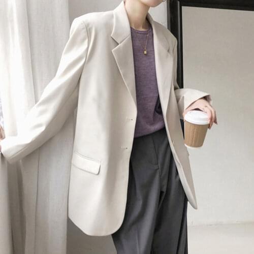 Womens Blazer Suits Work Office Lady Spring Jacket Korean Loose Casual White Black Female Blazer Outerwear Blazer for Women