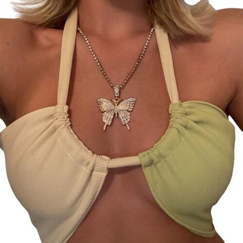 Women Wrap Chest Cross Top Hollow-out Lace-up Backless Camis Summer Patchwork Camisole Contrast Color Vest Wrap Chest Bustier