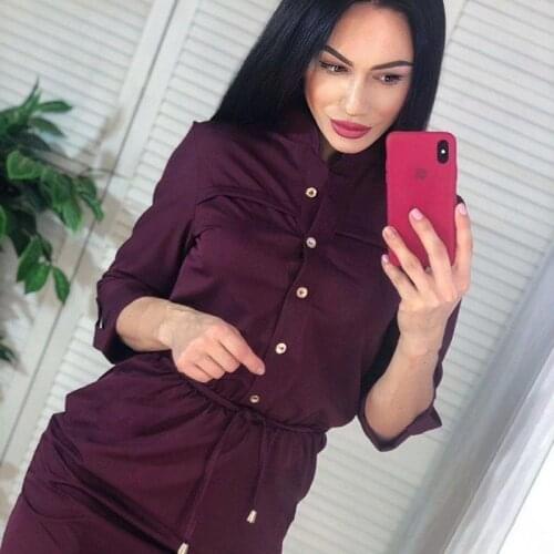 Women Vintage Front Button Sashes Mini Dress Long Sleeve Turn Down Collor Slod Straight Party Dress 2021 Autumn Fashion Dress