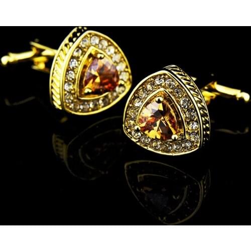 1 Pairs Golden Crystal Zircon Nails Mens Shirt Cufflinks Silver Cuff Links Buttons Jewelry Clothing Accessories