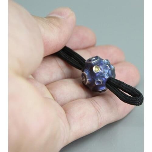 1PC Meteorite Shape Titanium Alloy Knife Beads Lanyard Pendant Bracelet Necklace DIY Decorative Accessories Pendant EDC Tool