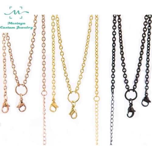 10pcs 3 colors 18''+2'' Length 0.8mm Wire 3mm Stainless Steel Flat Cable Adjust Chain for Pendant Necklace