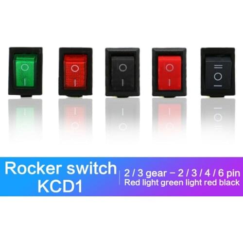 10PCS KCD1 6A 250VAC Rocker Switch ON-OFF ON-OFF-ON Power Button Switch 2/3/4/6 PIN LED Light Small Round Boat Rocker Switches