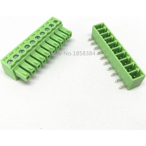 100PCS 2EDGK-3.81-10P + 2EDGR-3.81-10P 2EDGK 2EDGR 10Pin 3.81mm Right Angle Pin Plug-in Screw Terminal Block ROHS