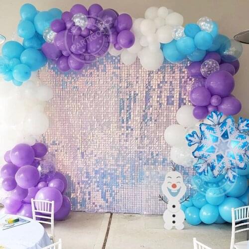 118pcs Snowflake Balloons Garland Arch Kit Baby Shower Ice Snow Queen Princess Girl Home Party Birthday Gifts Balloon Background
